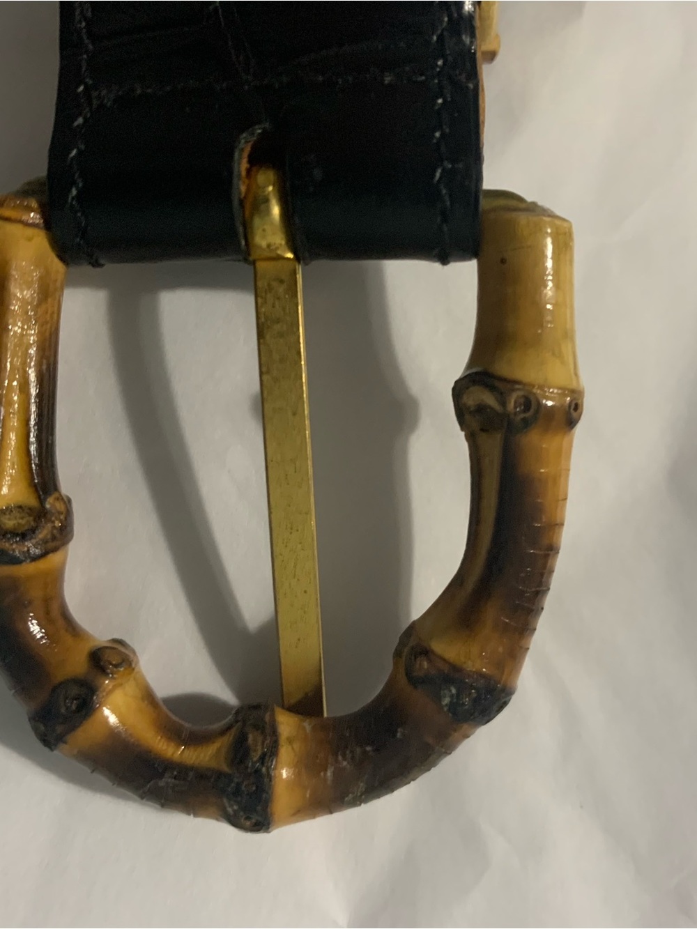 Harold's Powell Black Leather Belt with Bamboo-Style Buckle - Picture 9 of 16